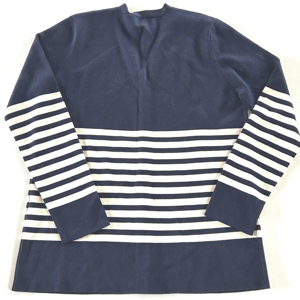 Lauren Ralph Lauren Cardigan Womens M Petite Navy Striped Gold Button Nautical - Picture 6 of 8